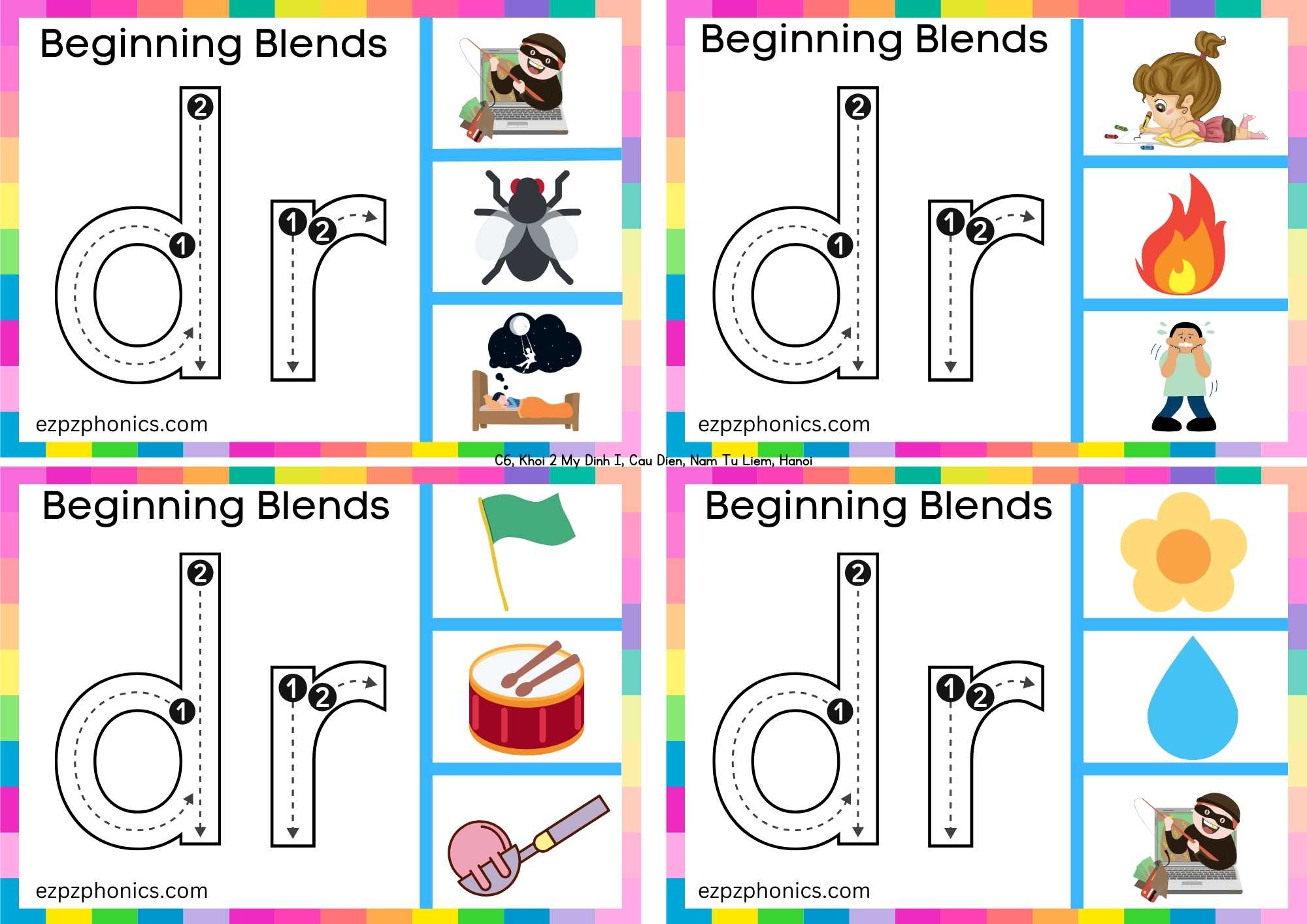 DR Beginning Blends Clip Cards Trace The Letters And Clip The Correct Image Set 2
